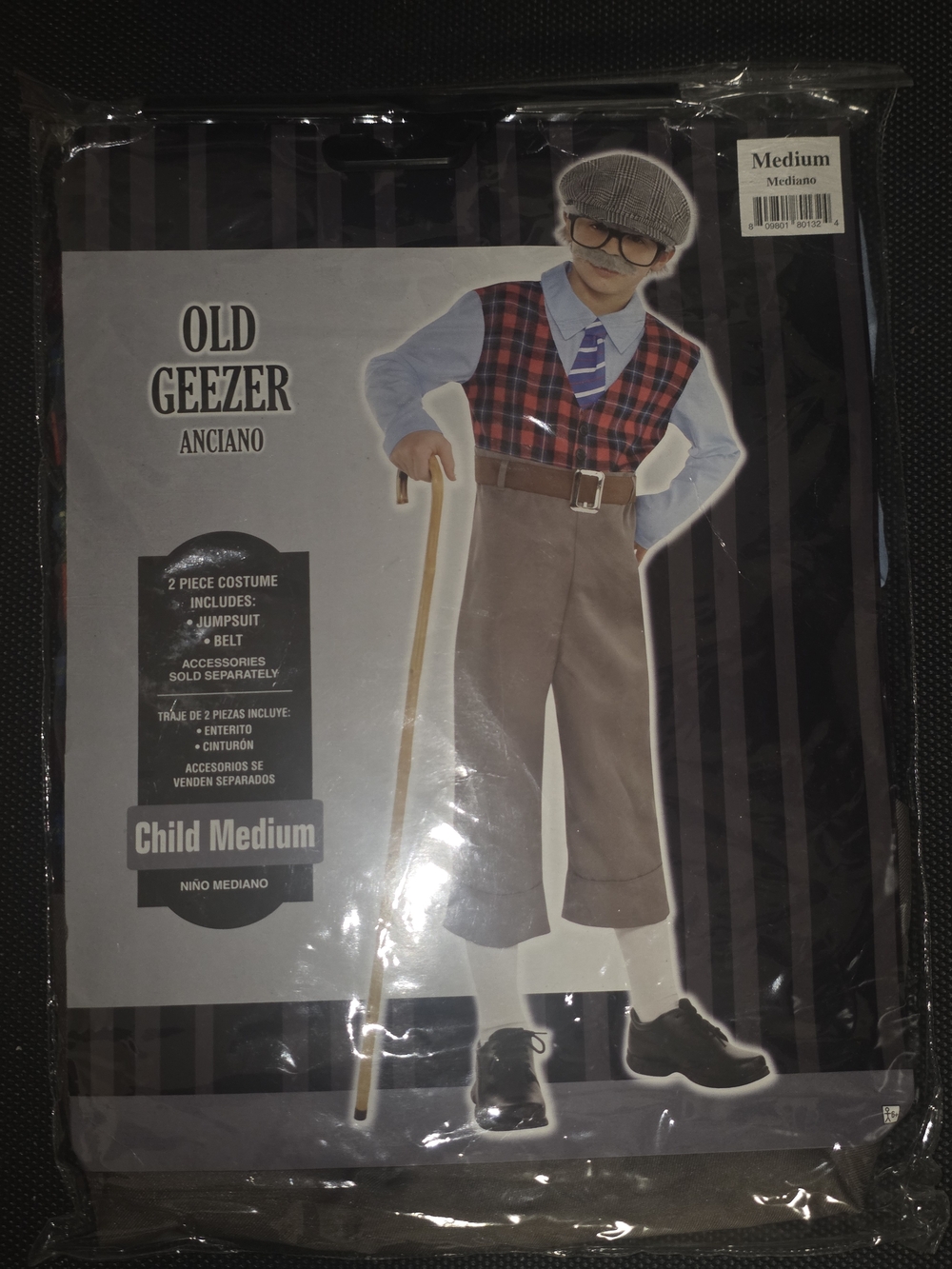 Old Geezer Kids Costume - Brown Vest & Tan Pants (Child Medium)